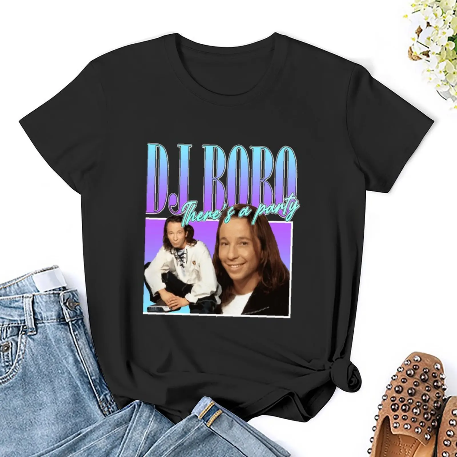 Camiseta de estilo europeo para mujer, ropa estética de DJ Bobo de los 90, estampado de animales, tops bonitos de moda coreana, camisas de entrenamiento