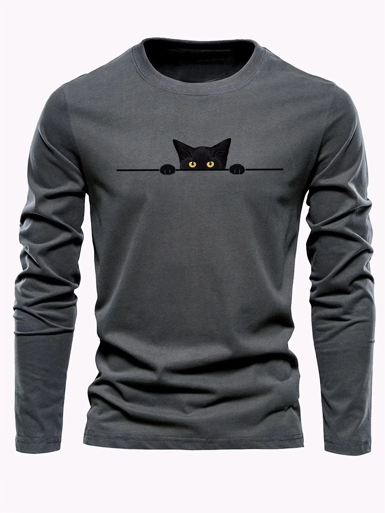 2026 Neues Herren-Langarm-T-Shirt für Frühling und Herbst mit Streetwear-Mode und Komfort sowie 3D-Kätzchen-Muster-Druck – Detail 5