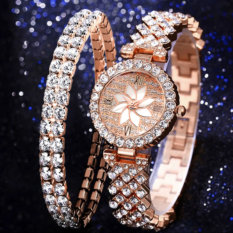 2pc elegant pointer style women's watch+accessory set, perfect match between watch and same color accessories