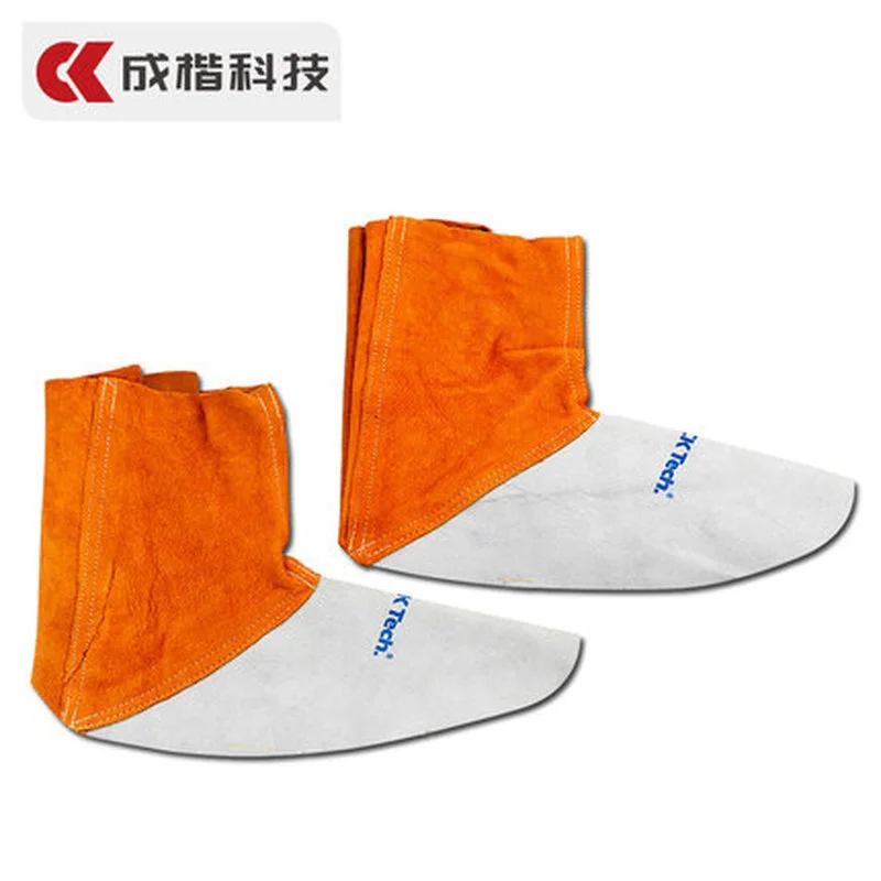 CK TECH Cowhide Flame Retardant Welding Gaiter High Temperature And Wear Resistant Shoe Cover Insulation Welder Protectors