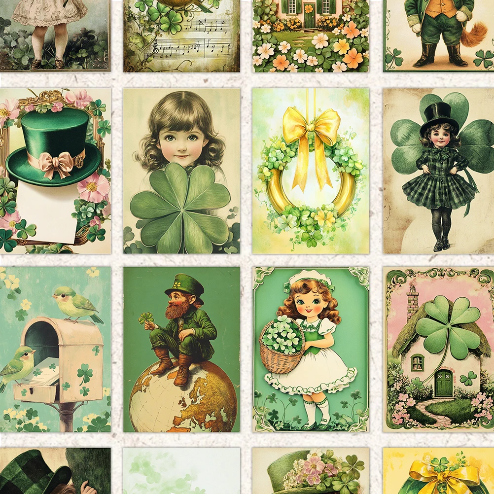 32 Stück Postkarten, Vintage St. Patrick's Day, Innendekoration für Schlafzimmer, Wandaufkleber, Nachrichtenkarten, Grußkarten, Gedenkpostkarten