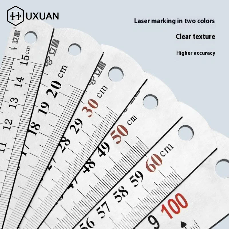 Righello dritto in metallo in acciaio inossidabile 15/30/50 cm Strumento di misurazione di precisione a doppia faccia Utensili manuali per disegno di cancelleria