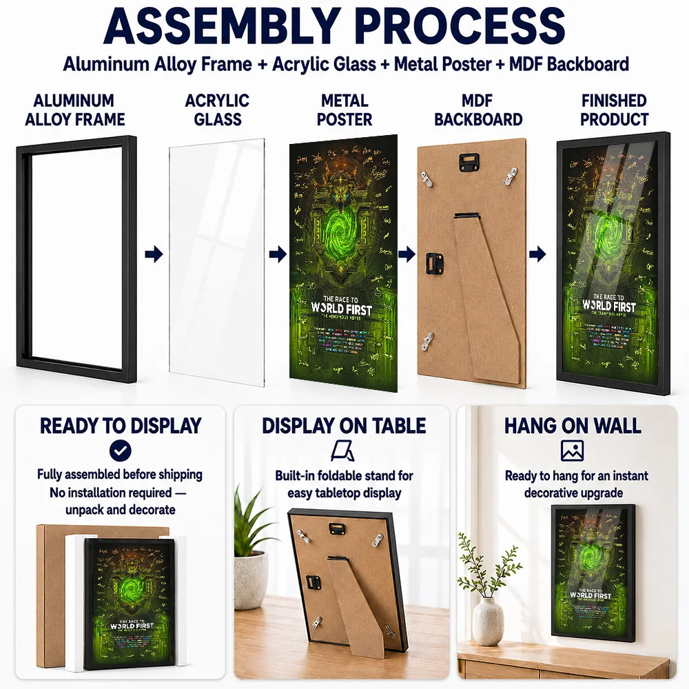 The Race To World First: Venomous Abyss Portal Framed Metal Print Personalized Photo Dynamic Hero Style Wall Art For Game Room
