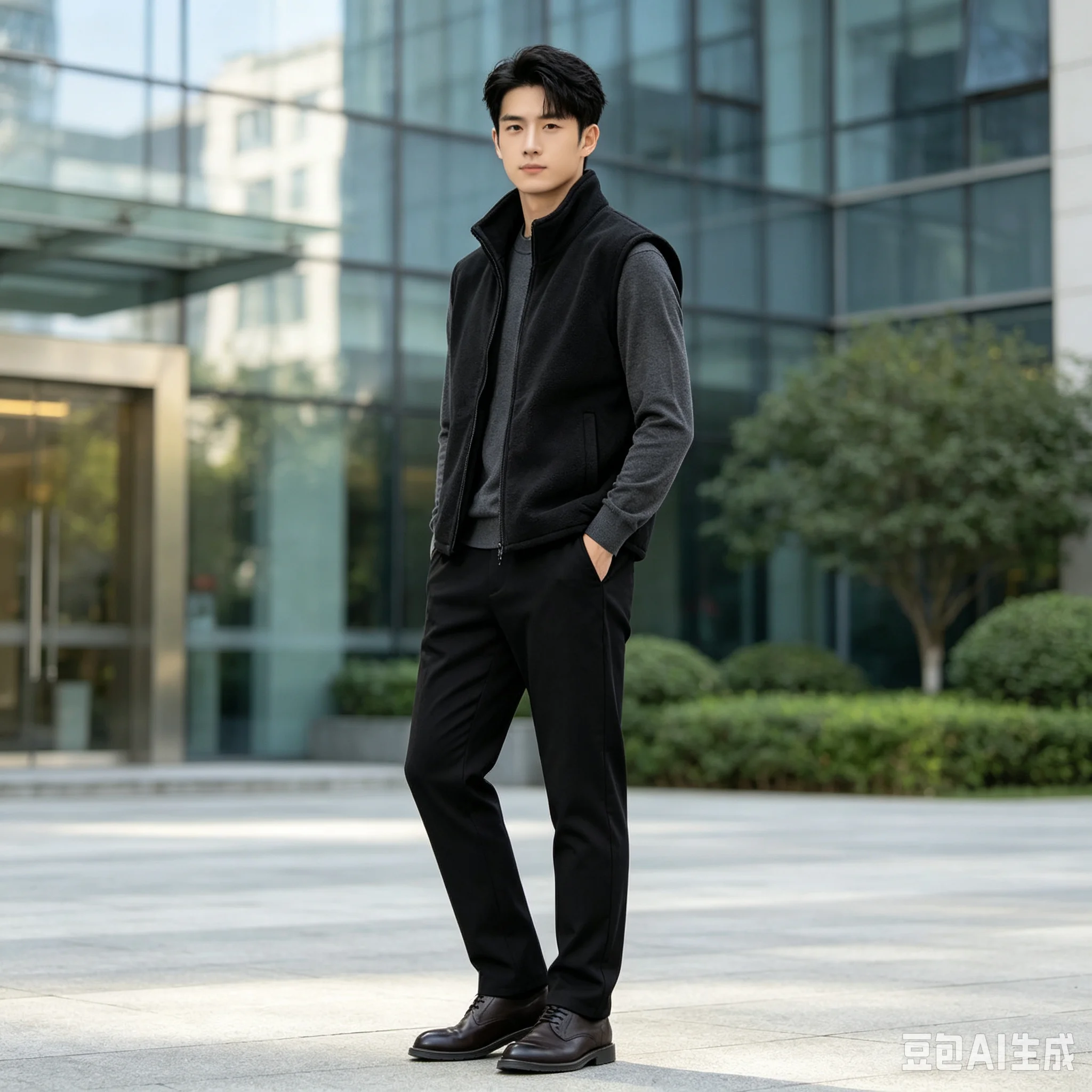 Stand up collar vest for men in autumn and winter, with thick velvet and large size double-sided fleece sleeveless cardigan jack