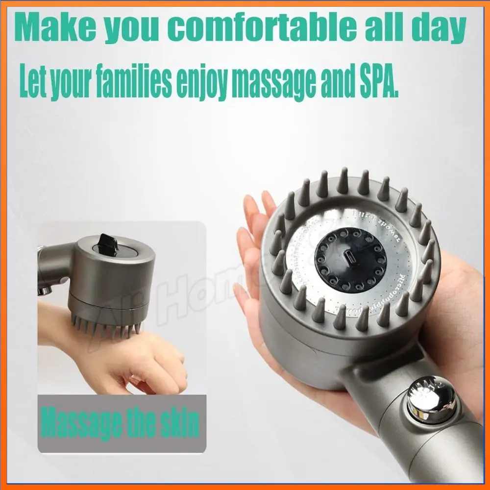 3 Spray Modes Massage Shower Head with Replacement Hose/Bracket/Cotton Filters Handheld High Pressure Showerhead Bath Rainfall