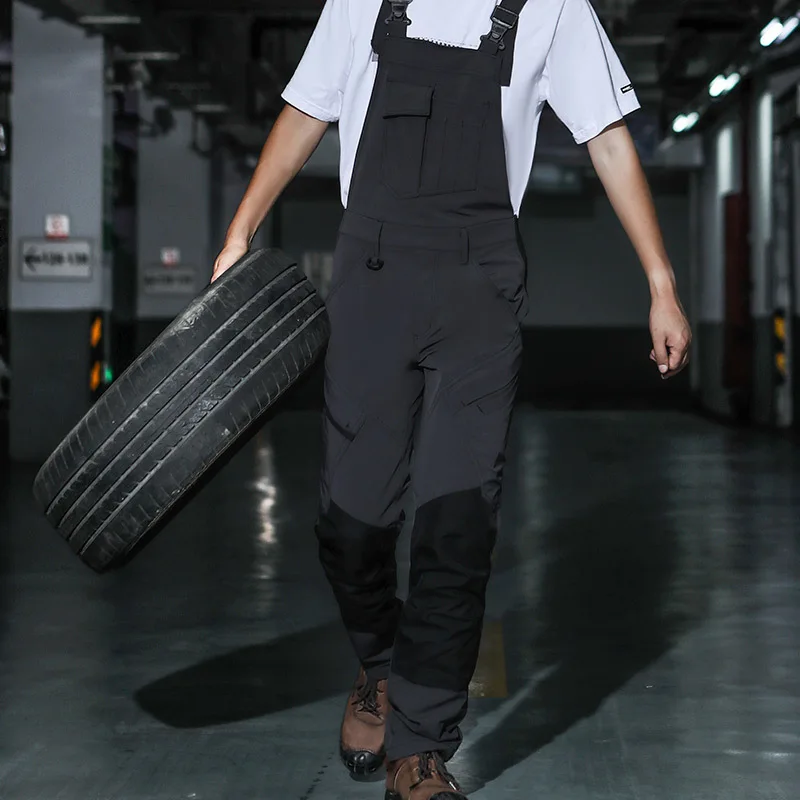 Salopette da uomo Abbigliamento da lavoro con tasche multiple Pantaloni ad alta elasticità per uomo Uniforme di fabbrica per riparazione auto Tuta da lavoro da uomo da falegname