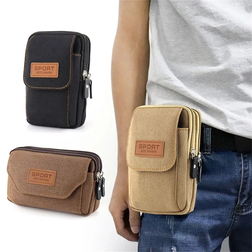 Bolsa de cintura de lona universal carteira caso cinto saco para telefone celular bolsa bolso bolsa cintura ao ar livre fanny pacote