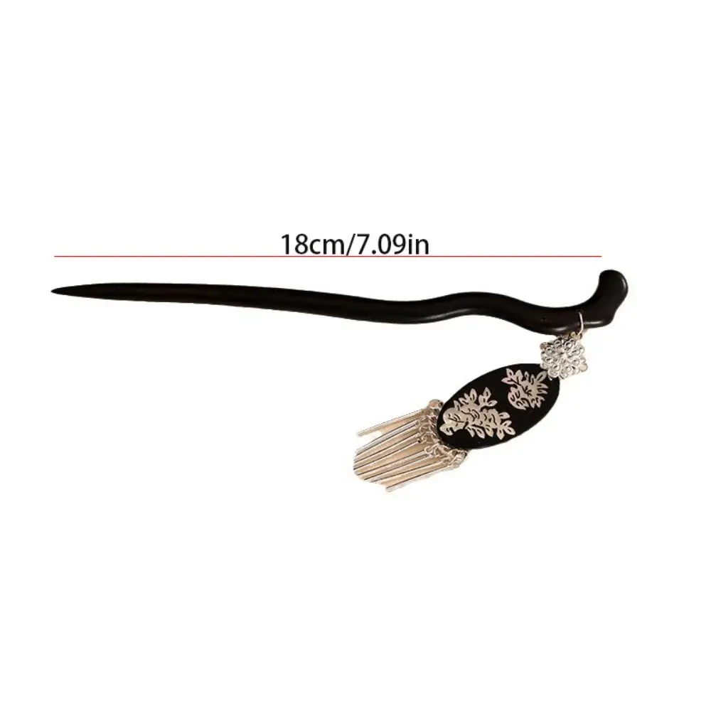 الخشب خشب الصندل الشعر عصا الفضة شرابة خشبية النمط الصيني دبوس الشعر شيونغسام الشعر عود الهلال القمر Hanfu أغطية الرأس