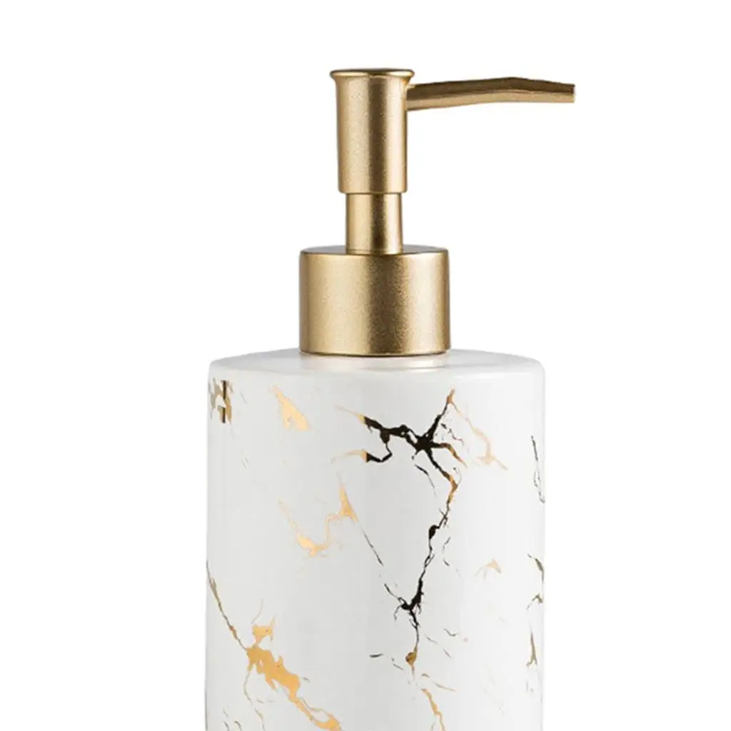 Hand Ceramic Soap Dispenser Marble Pattern Essential Oil Liquid Soap Shampoo Container Pump Bottle for Bathroom Laundry Room