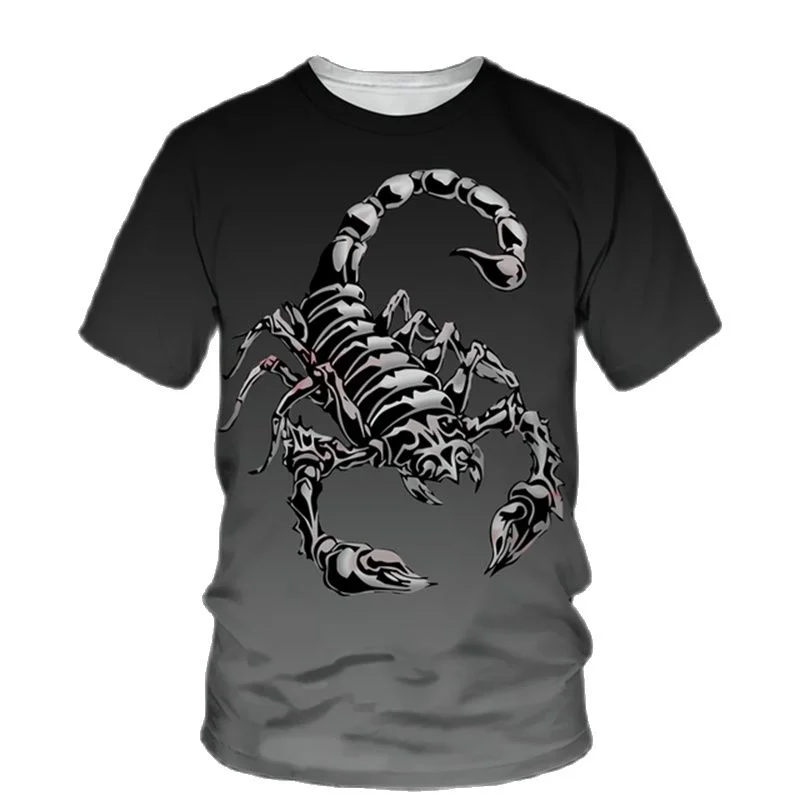 3D Printed Scorpion T-Shirt For Men Funny Insect Pattern Tees Summer Casual Short Sleeves Round Neck Tops Sport Loose T Shirts