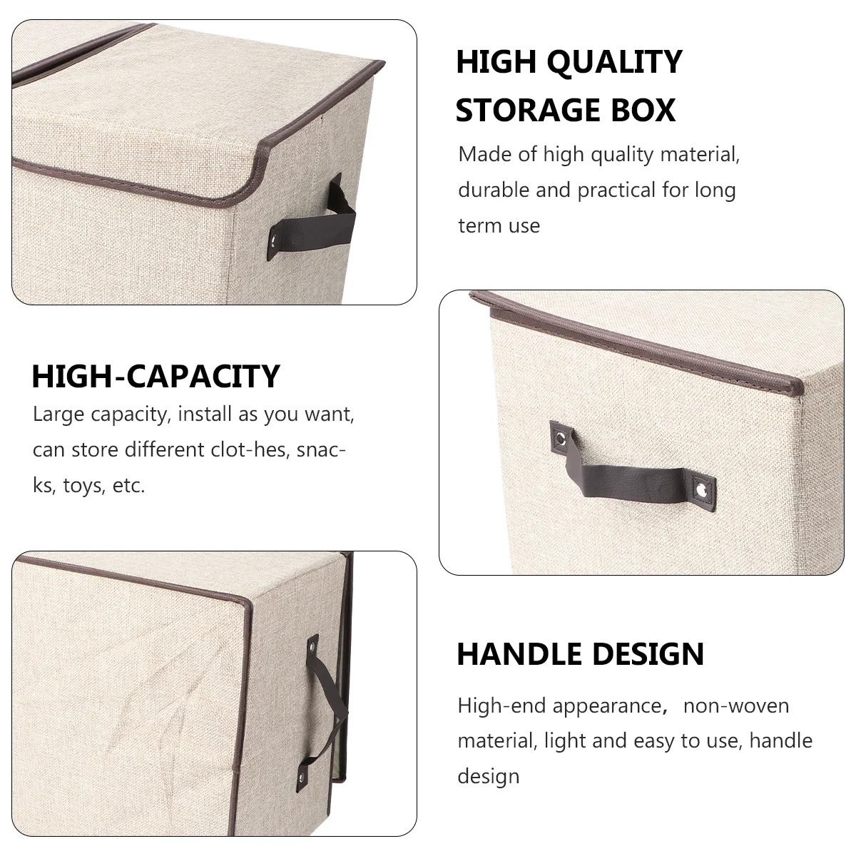 

Cotton Linen Storage Box Double Lids Stackable Organizer For Closet Wardrobe Blankets Books Dvds Foldable Storage