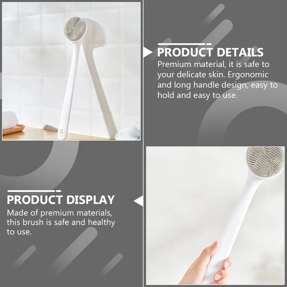 1Pcs Premium Silicone Bath Brush for Adults Exfoliating Body Scrubber Ergonomic Long Handle Back Cleaning Shower Brush Soften