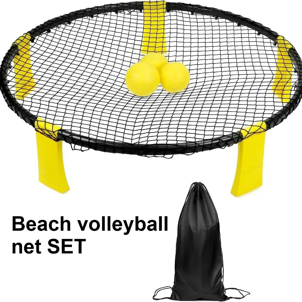 Mini Beach Volleyball Spike Game Balls Set – inklusive 3-Ballnetz und Tasche Outdoor-Teamsport-Rasenausrüstung