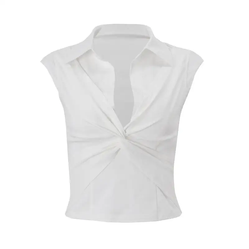 T-shirt da donna con colletto ort rivelatore irt Top Svel Slim Fit Poliestere Spandex Miscela Colore Sle europeo