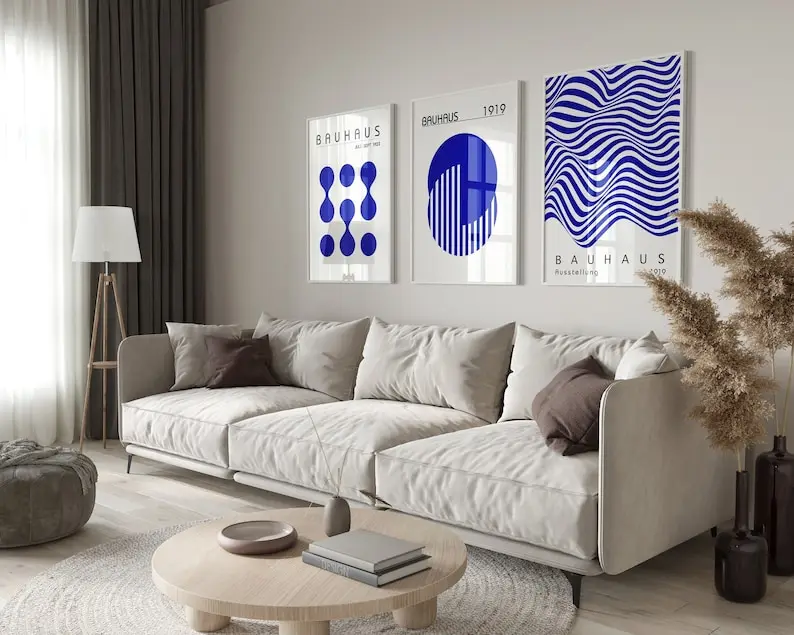 ملصق باوهاوس أزرق بسيط ، ديكور غرفة حديث ، طباعة قماش ، فن جداري قديم ، ملصق معرض #2