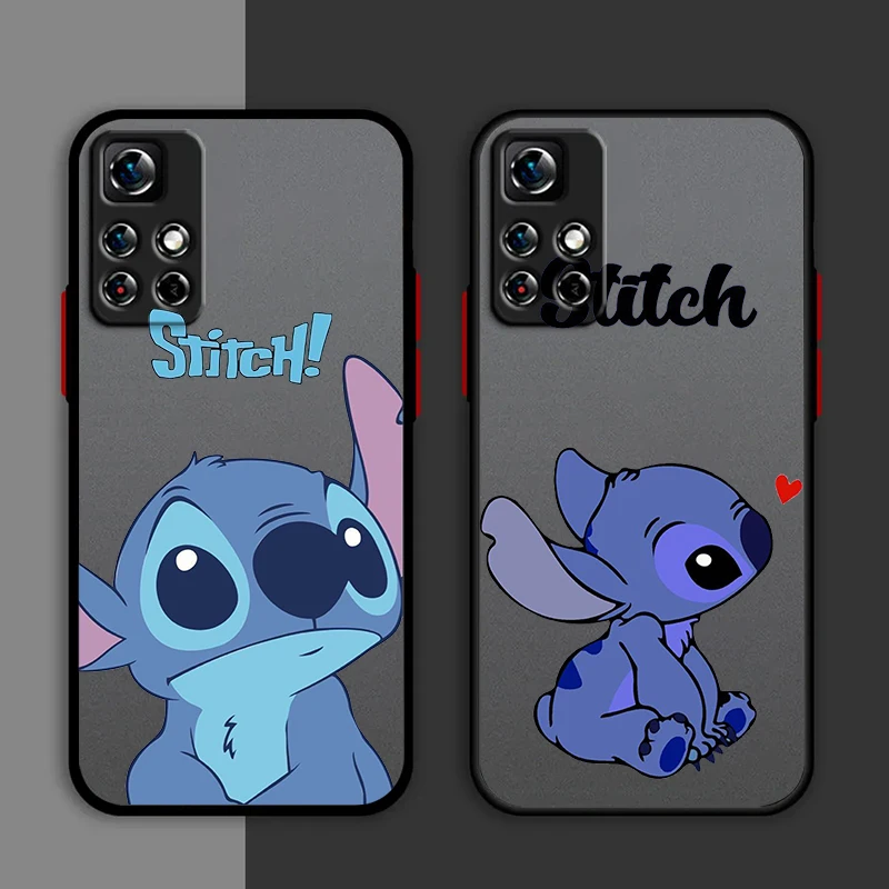 Disney Stitch Cool Phone Case For Redmi Note 13 12 11 10 Pro Plus Pro S T 5G Matte Frosted Translucent Cover