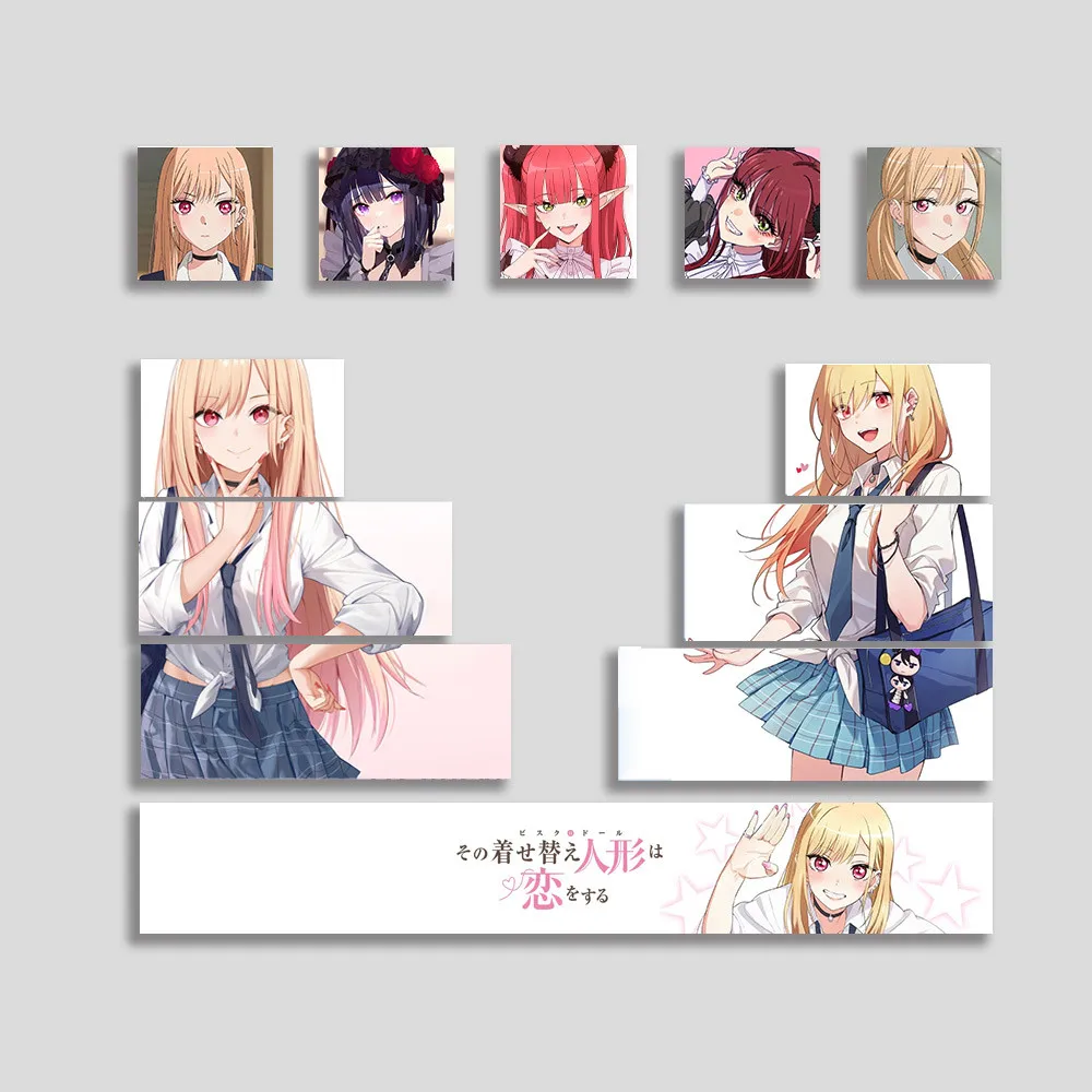 Kitagawa Marin Keycaps Cherry Profile PBT Dye-Sub Mechanical Keycaps Aula Madlion Wooting DIY Creative Cute Anime Girl Keycaps
