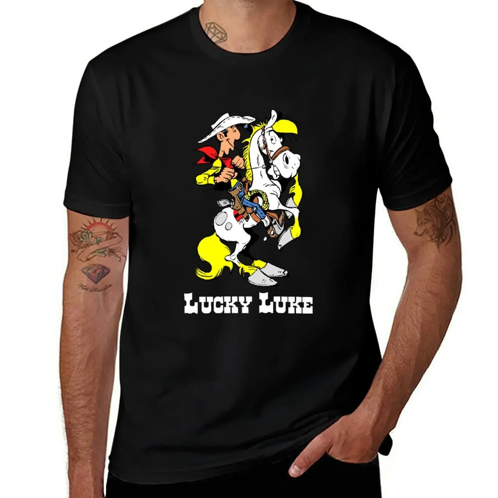

Lúcky American Lúké Riding On Jolly Jumper T-Shirt topping luxury t-shirt gifts for boyfriend mens shirts graphic tee