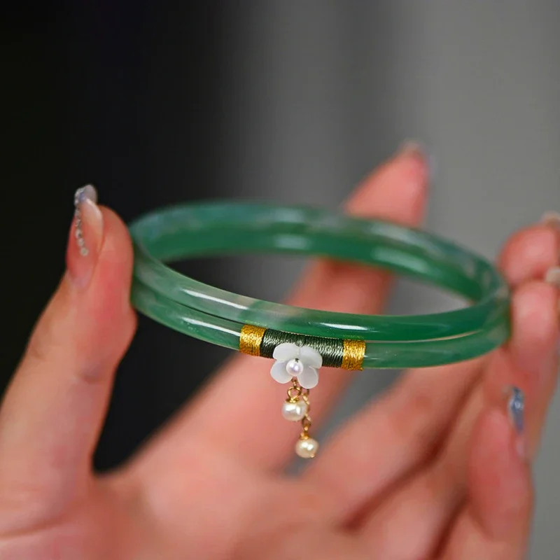 

Natural Green Jade Bracelet Hand Authentic Hand-carved Charm Jewelry Accessories Fashion Amulet Lucky Gifts for Men and Women