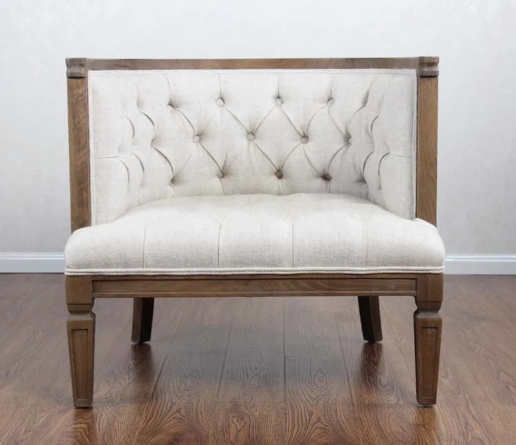 High quality oak carved button tufted armchair hotel event party sofa