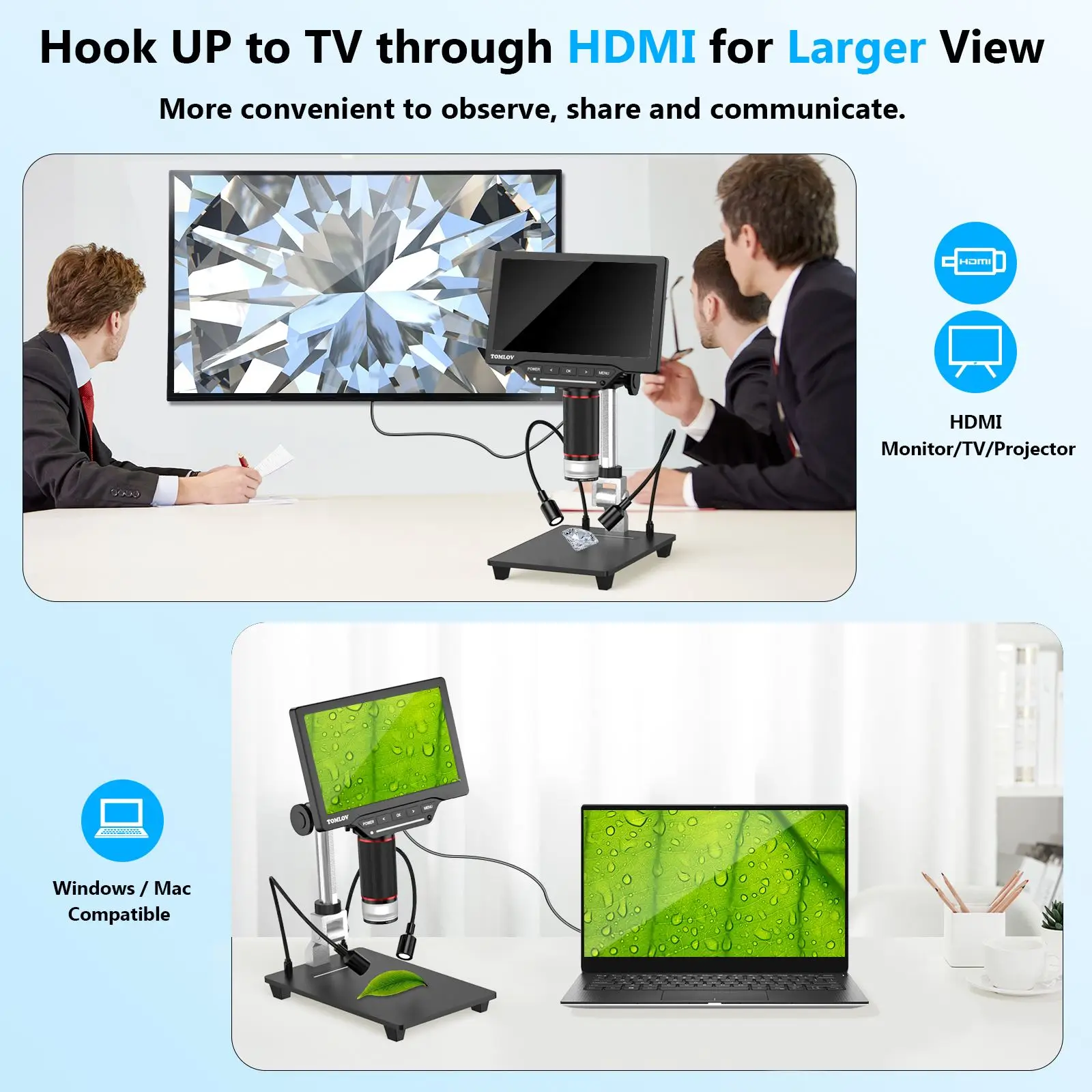 TOMLOV Digital HDMI USB Microscope 7