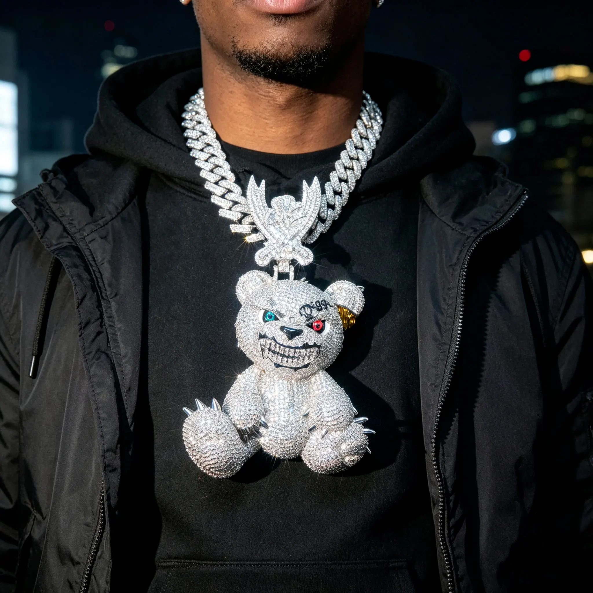 Hip Hop Fashion Style cartoon 3D Animal Pendant Necklace Fashion Rapper Street Accessories Party Gifts Can Be Paired with Cuban Chains Unique Jewelry