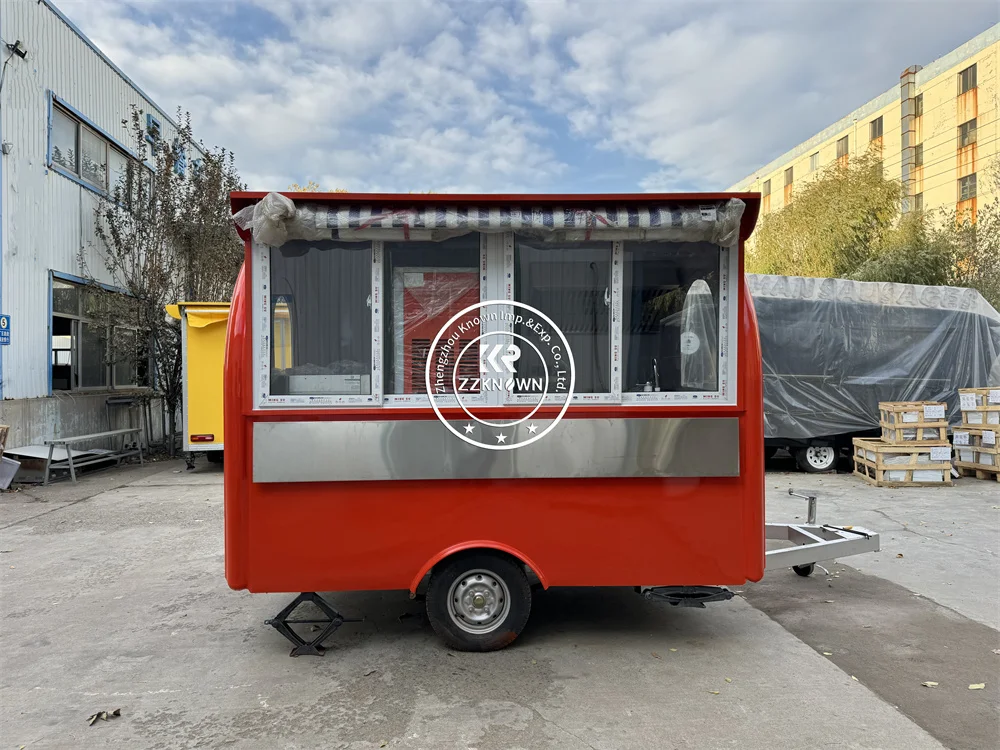 Koffiekiosk Concessie Food Truck Van Ijs Snackwagen Aangepaste volledig keukenapparatuur Voedselaanhangwagen met wielen