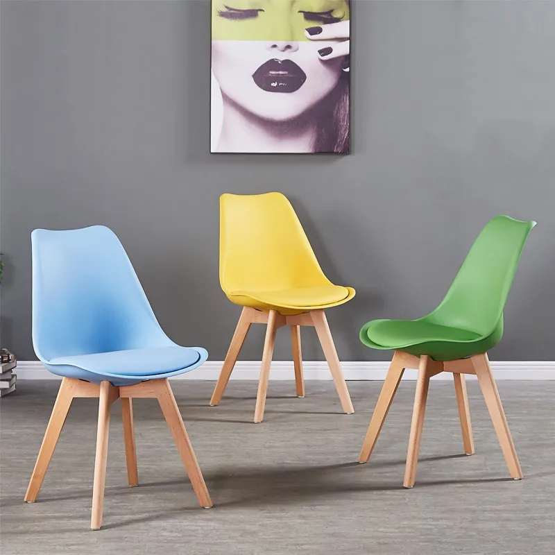 JOYLOVE Nordic เก้าอี้ Office Home พนักพิงสีพลาสติกไม้เก้าอี้รับประทานอาหารนมชา Shop เก้าอี้โต๊ะรับประทานอาหารผสม