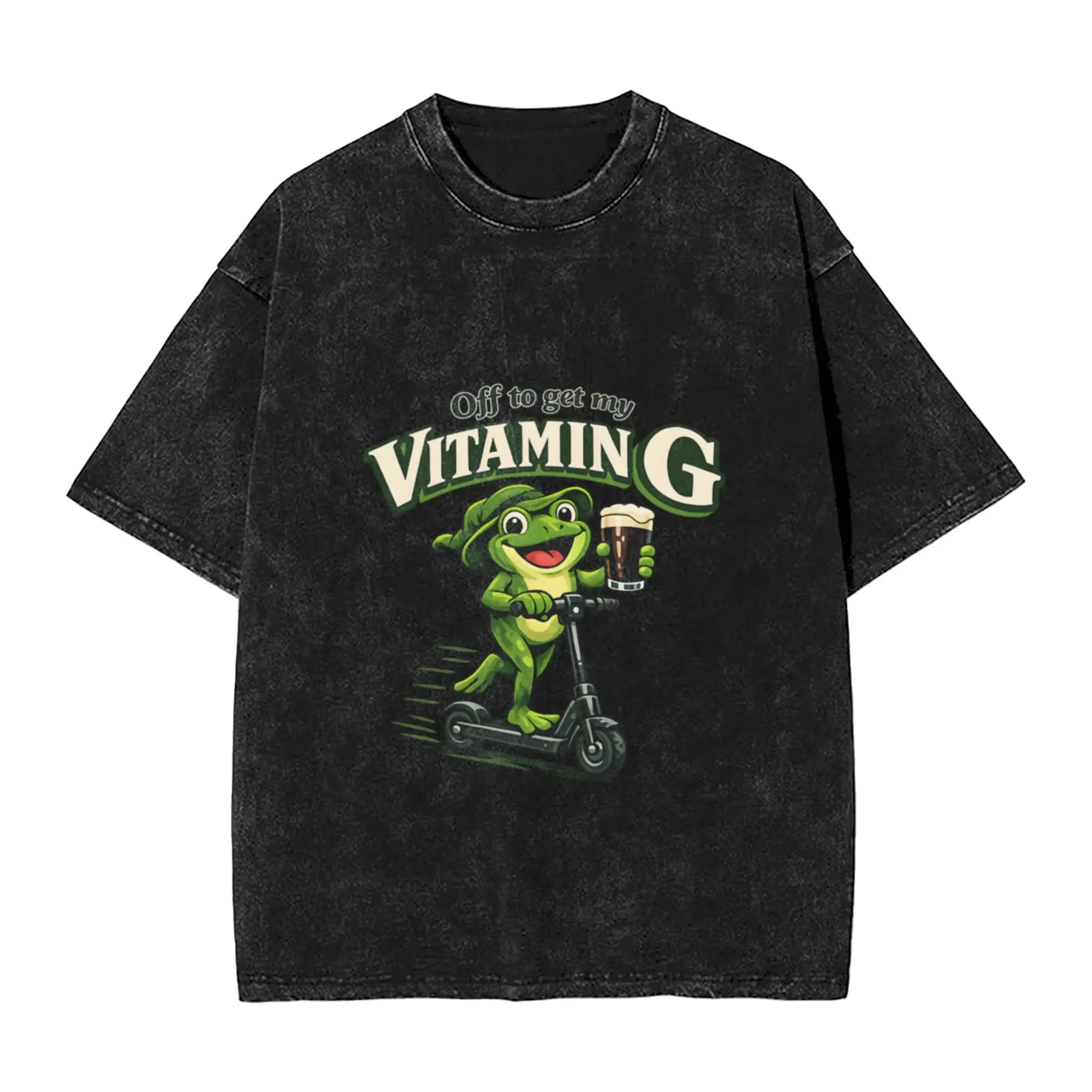 Off to Get My Vitamin G Scooter Frog Classic Chic A Vintage Oversized Cotton Unisex T-Shirts