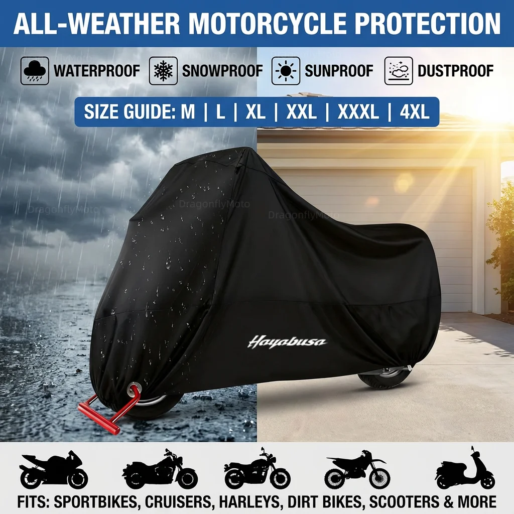 Чехол для мотоцикла SUZUKI HAYABUSA, уличный, пылезащитный, водонепроницаемый, от дождя Чехол для мотоцикла SUZUKI HAYABUSA, уличный, пылезащитный, водонепроницаемый, от дождя