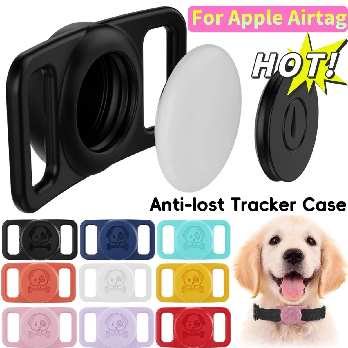 Für Apple Airtag Haustier Kragen Halter Hund Katze Wasserdichte Silikon Versteckte Schleife GPS Finder Anti-Verloren Tracker Schutzhülle Zugriffs