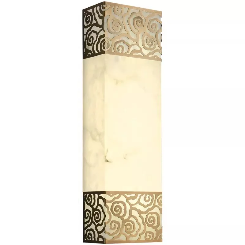 Marble wall lamp living room background wall lamp, Chinese style modern high-end villa bedroom bedside all-copper wall lamp