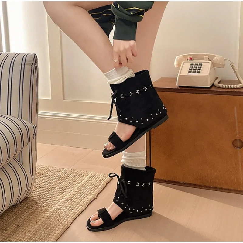 Fashionable High-heel Ankle Strap Sandals for Women,2026 Summer New Style,Roman Sandals with Short Boot Cuffs, Tube-shaped Boots view 6
