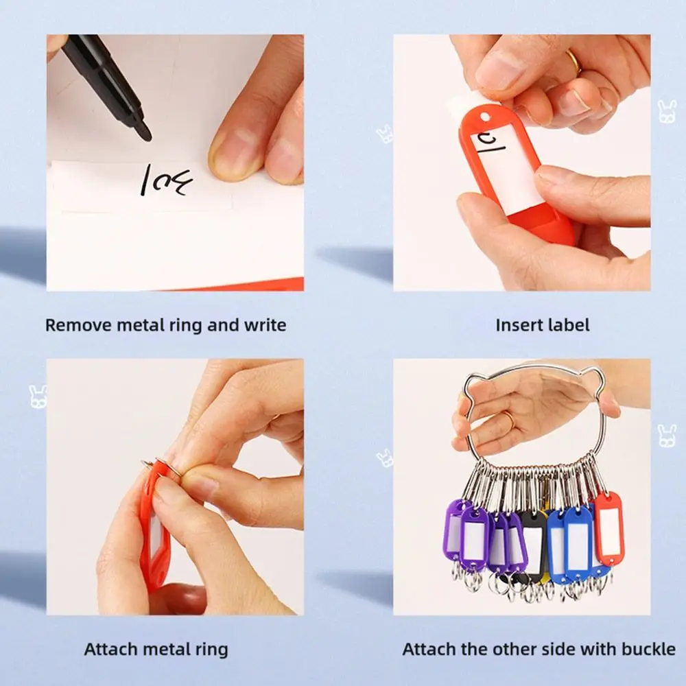 With 20pcs Number Plates Key Storage Ring Plastic Transparent Window Key Tags Metal Split Rings Keys Classification Key Chains