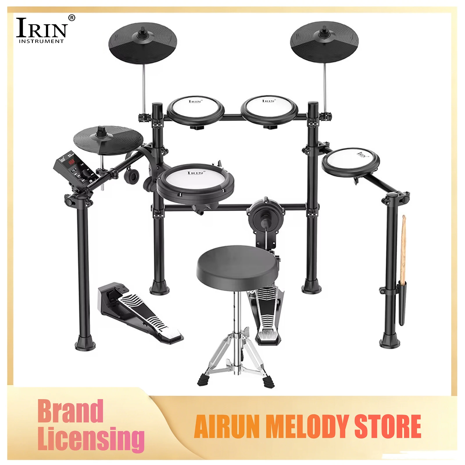 IRIN ND-16 Electric Drum Set Mesh Silicone Electric Drum Three Cymbal Independent Bottom Set for Electric Drum Lover Performance