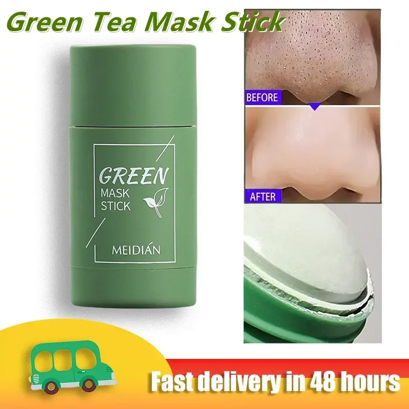 Blackhead Removal Green Tea Mask Stick Cleansing Oil Control Moisturizing Hydrating Facial Dispel Acne Mask Blemish Shrink Pores