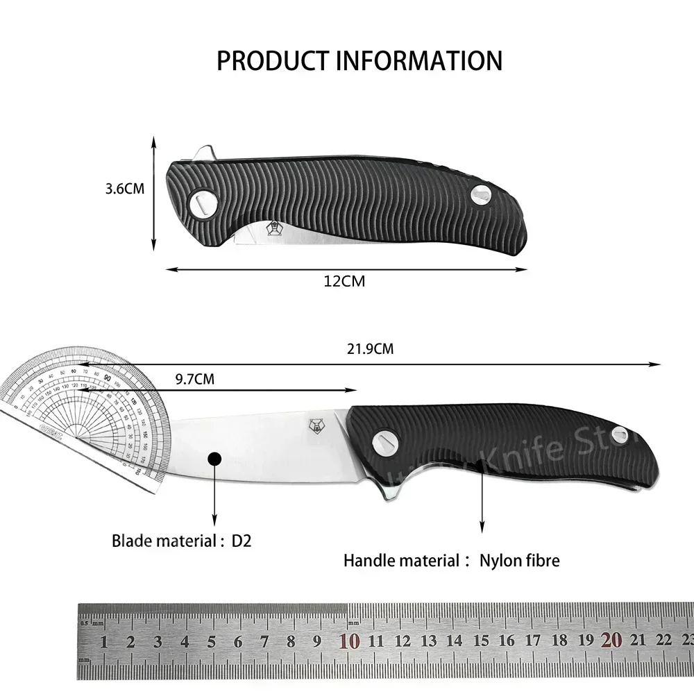 Russian Survival Pocket Knife D2 Sharp Blade Nylon Fiber Handle Outdoor Hunting Rescue Folding Tool Christmas Gift