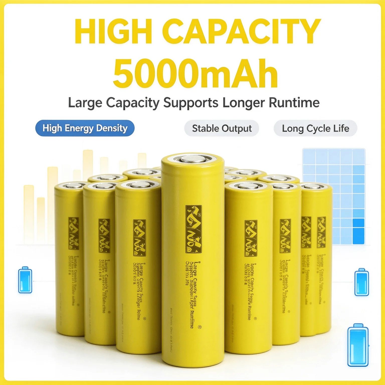 21700 5000mAh 3.7V  15A High Discharge High Power Tool Battery 4.2V Charge Stable Performance Rechargeable Lithium-Ion Cell