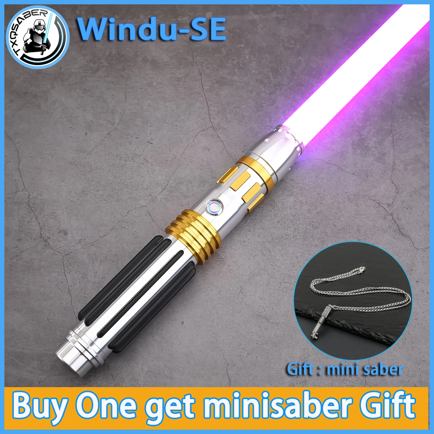 

Световой меч TXQSaber Windu SE RGB для тяжелых дуэлей, премиум-класса, с технологией NeoPixel, лазерный меч с Bluetooth-управлением, плавным движением, металлической рукоятью, для косплея