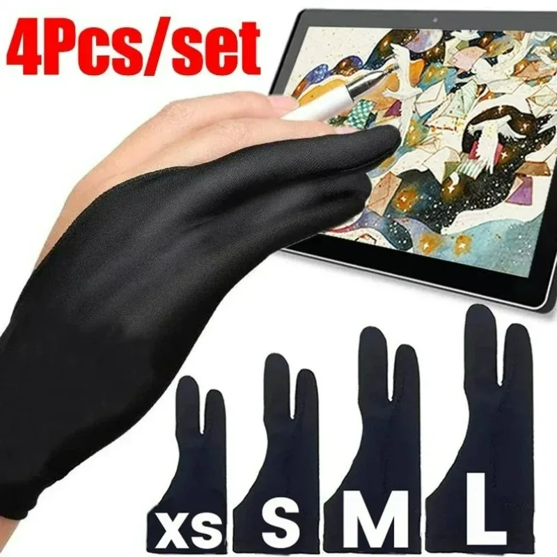 1/4pc Black Two Finger Drawing Glove Anti Dirty Fiber Mitten Painter Left Right Hands Universal Anti Touchscreen Painting Gloves