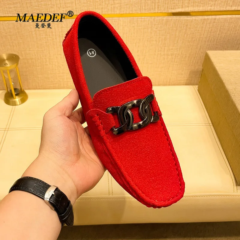 

MAEDEF Men Loafers Handmade Loafer Shoes Slip on Casual Driving Shoe Black Flat Shoe Comfortable Moccasins Big Size 48 Men Shoes