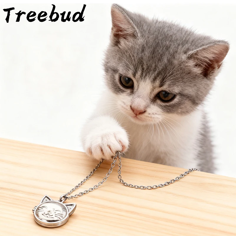 

Treebud Custom Necklace Vintage Photo Album Box Pet Angel Personalized Dog Cat Color Photo Oval Openable Pendant Cute Jewelry