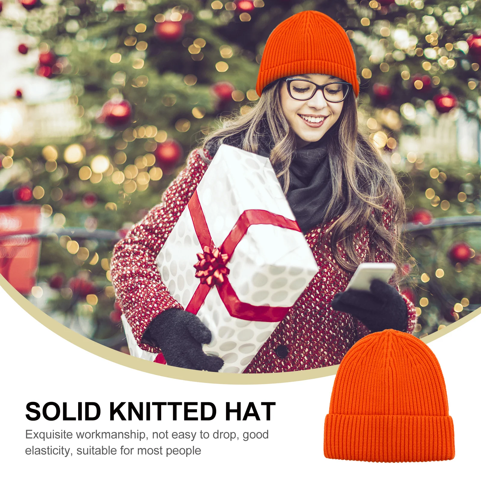 Bonnet tricoté pour l'hiver et l'automne, 1 pièce, couleur unie, casquette chaude pour l'extérieur, réunion de famille, vêtements de centre commercial, Durable, doux pour la peau