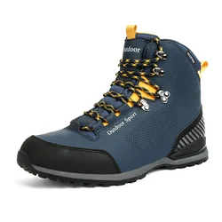 HIKEUP Waterproof Hiking Shoes Leather Outdoor Sneakers for Men Trekking Boots Male Camping Hunting Men's Tactical Ankle Boots