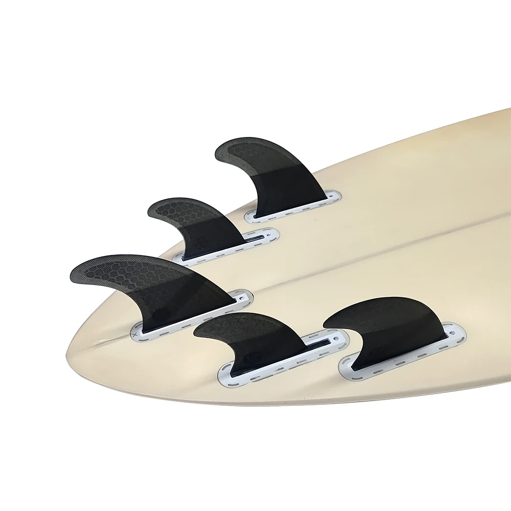 UPSURF FUTURE Tri-Quad Surfboard Fin Set M+GL Single Tabs Grey Honeycomb Fiberglass Quilhas Funboard Surfing Fins