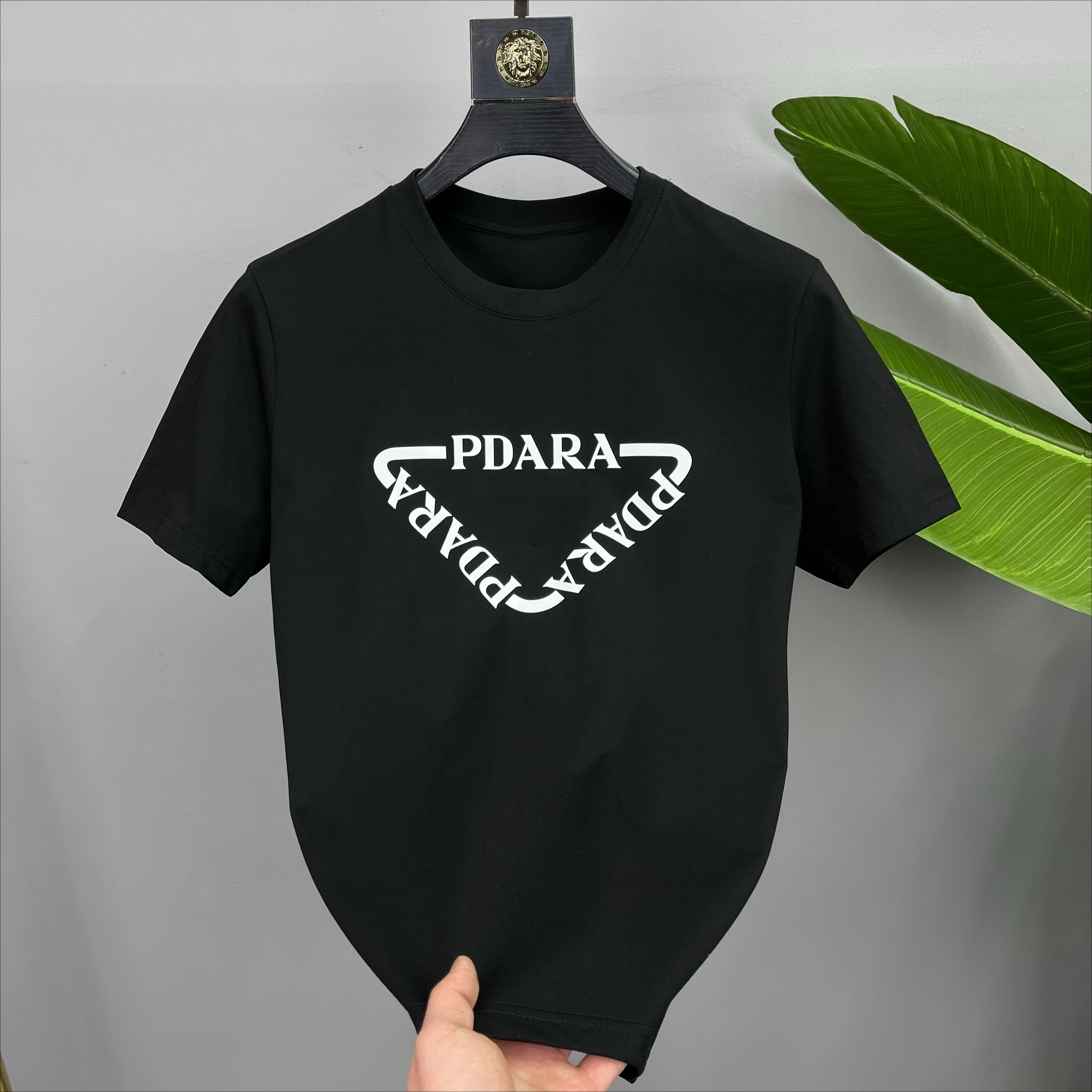 

European Summer New Trendy Brand Round Neck T-shirt Slim-fit Solid Color Cotton High-end Short-sleeved T-shirt for Men and Women