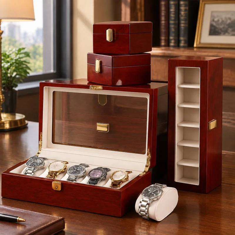 Premium Wooden Organizer with Multiple Sections for Jewelry and Watches, Available in 1-12 Slot Options, Stylish Storage