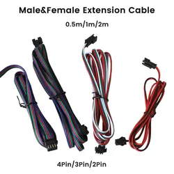 Male Female Extension Cable 2Pin 3Pin 4Pin Electric Wire JST Plug Connector Cable For WS2811 WS2812 WS2813 RGB LED Strip Light