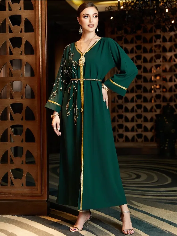 Eid Muslim Dress for Women Abaya Diamond Robe Dress Arab Women Ramadan Abayas Caftan Kaftan Elegant Vestidos 2023 Party Dresses