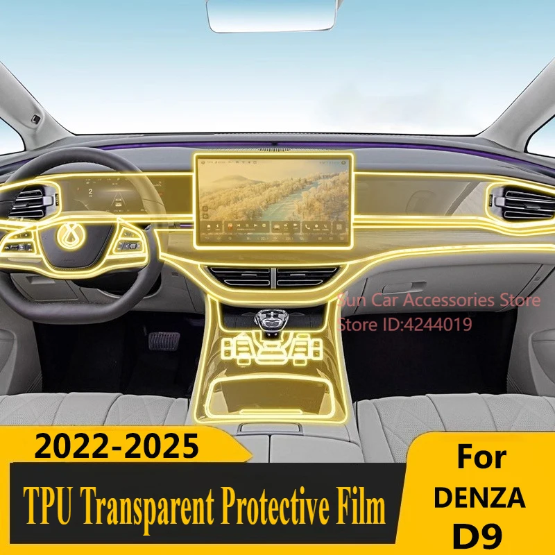 

For DENZA D9 2022-2025 Dedicated Screen Central Control Interior Sticker TPU Protective Film Car Interior Modified Accessories